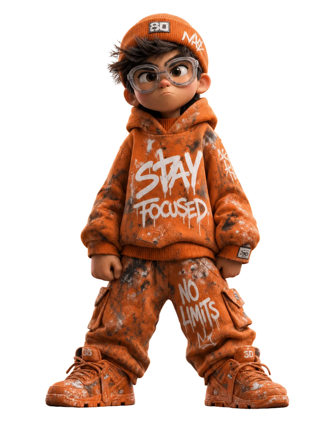 Beeldhuis-figuur in oranje pose